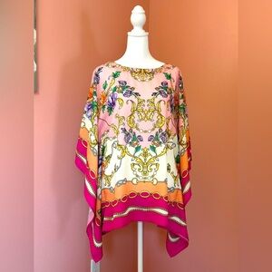 Belle by Kim Gravel Barbiecore resort chic elegant Poncho Top in Malibu pink XS
